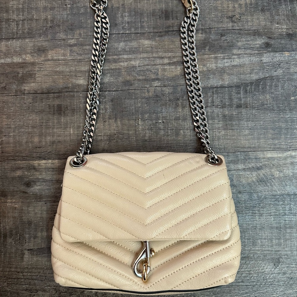 Elegant Rebecca Minkoff Edie Crossbody Cream Quilted Shoulder Bag